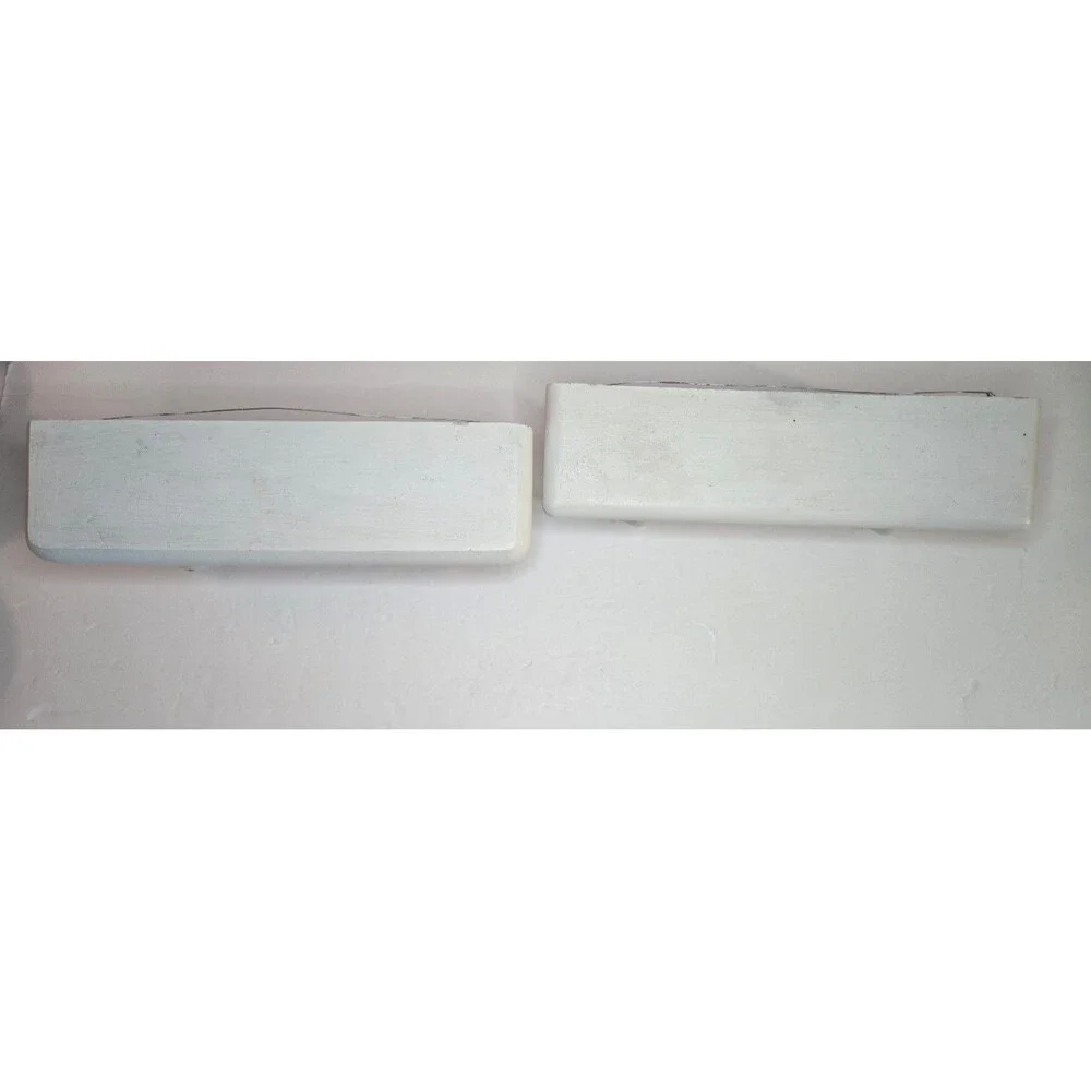 White Shelves w Heart Cutouts and Hooks Wire Hanging Slight Chips imperfections